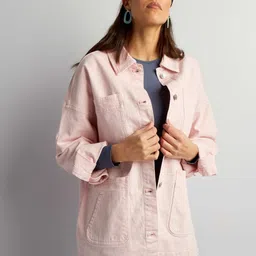KIABI Women Washed Striped Longline Open Front Jacket-image-27
