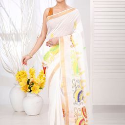 DipDiya Ethnic Motifs Pure Cotton Taant Saree-image-41