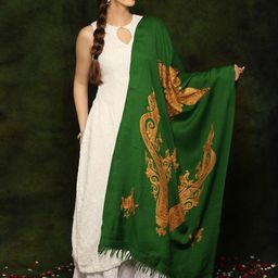 Exotic India Paisley Embroidered Pure Wool Shawl-picture-25