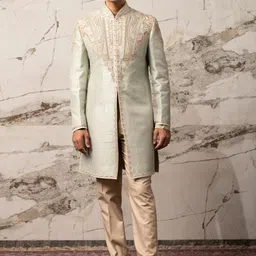 Tasva Men Embroidered Pure Silk Achkan-picture-0