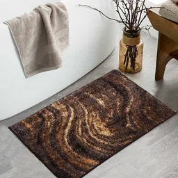 BIANCA Brown & Khaki Colored Patterned 1600 GSM Anti-Skid Bath Rugs-8