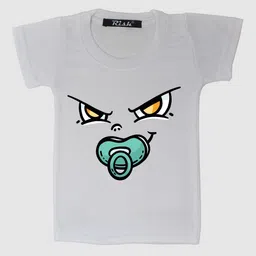 RISH Kids White Angry Baby Face Printed T-shirt-image-66