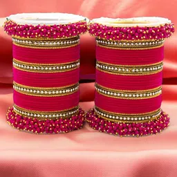 leshya Set Of 64 Brass Plated Stones Studded & Beaded Bangles-26