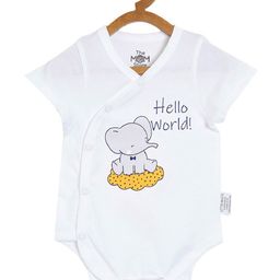 The Mom Store Kids White Hello World Printed Pure Cotton Rompers-image-41