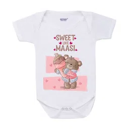 KNITROOT Infants Kids White & Brown Printed Regular-Fit Cotton Bodysuit-image-17