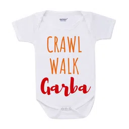 KNITROOT Infant Kids White Cotton Garba Baby Romper-image-68