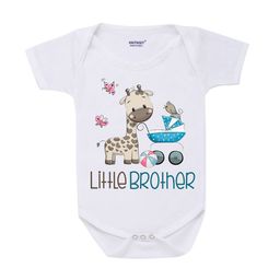 KNITROOT Rakhi Collection Infant Boys White & Teal Blue Cotton Giraffe Print Bodysuit-image-40