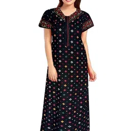 AAKARSHANA CREATION Blue Pure Cotton Maxi Printed Nightdress-picture-19