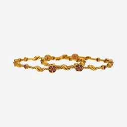 Kushal's Fashion Jewellery Set Of 2 Gold-Plated Ruby-Studded Bangle image 3