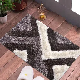 Myntra Elegant Homes Brown & Off White Geometric Printed Anti-Skid Doormat-1