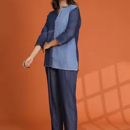 Kaftanize Colourblocked Top With Trousers Co-Ord-image-77