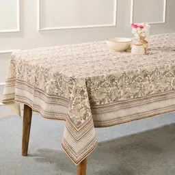 Fabindia Brown Floral Printed Cotton 8-Seater Table Cover with Embroidered details-22