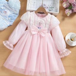 YK Girls Self Design Sequined Fit and Flare Knee Length Dress-17