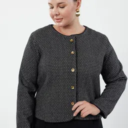 Trendyol Women Crop Tailored Jacket with Patchwork-image-14