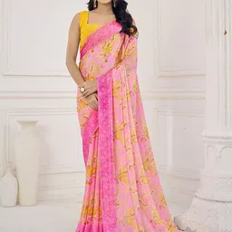 Panzora Floral Pure Chiffon Saree-image-47