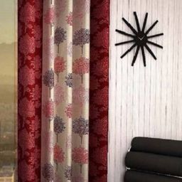 BELLA TRUE Maroon & White Floral Long Door Curtain-image-65