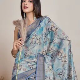 DIVASTRI Floral Printed Woven Zari Border Saree-image-40