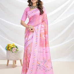 Mitera Ethnic Motifs Zari Silk Blend Paithani Saree-image-26