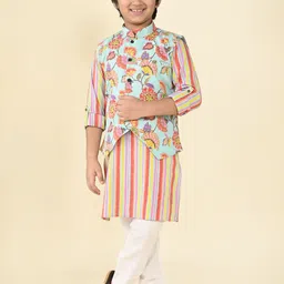 LIL PITAARA Boys Ethnic Motifs Printed Regular Pure Cotton Kurta with Pyjamas-27