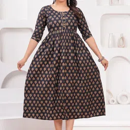 Nevisha Style Women Floral Printed Thread Work Floral Maternity Anarkali Kurta-image-89