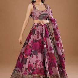 ODETTE Embroidered Thread Work Semi-Stitched Lehenga & Blouse With Dupatta-image-28