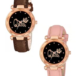 Miss Perfect Women Set Of 2 Printed Dial & Leather Textured Straps Analogue Watch DF35-picture-20