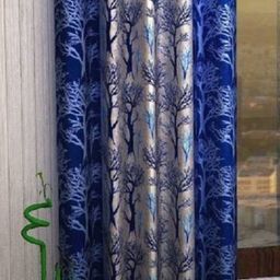 BELLA TRUE Blue & Grey Floral Printed Long Door Curtain-image-31