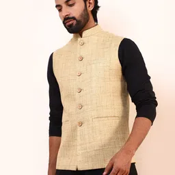 Satwaa Men Linen Nehru Jacket image 5