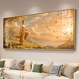 THE NEXT DECOR Gudiance Of Light Buddha Glass Finish Horizontal Wall Art-image-30