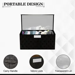 Kuber Industries Black & Beige 2 Pieces Printed Storage Box Organisers With Lid image 3
