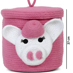 Myntra Elegant Homes Pink & White Foldable Reusable Multi-Utility Organiser With Lid image 4