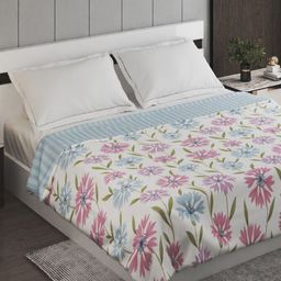 Home Centre Juniper Blue & White Floral Printed 90 GSM Double Bed Dohar-image-80