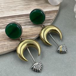 NAMAN ARTS Silver-Plated Artificial Stones Studded Oxidised Contemporary Drop Earrings-image-24