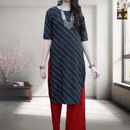 HERE&NOW Selection Of 3 Paisley Printed Round Neck Straight Kurta-image-80