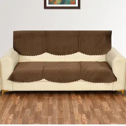 Myntra Elegant Homes Brown & Beige Velvet 2 Piece Sofa Cover Without Arms-picture-8