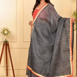 Kesarya Leheriya Printed Ready to Wear Lehenga & Unstitched Blouse With Dupatta-picture-1