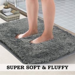 IVAZA Grey Microfibre 1400 GSM Bath Rugs-picture-14