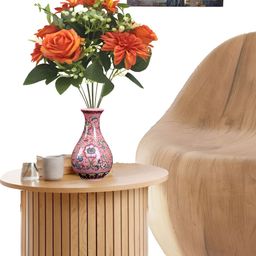 OGI INTERIORS Orange & Green Rose Artificial Flower-image-71