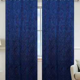 IVAZA Blue Velvet Long Door Curtains-24