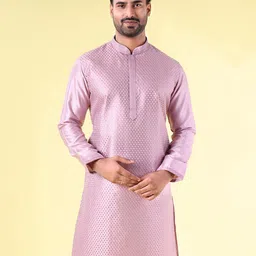 AURIK Geometric Mandarin Collar Pure Silk Kurta-picture-40