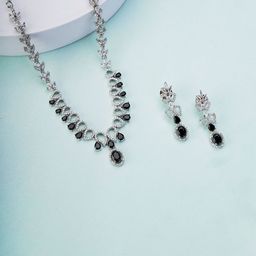 Opal Touch Rhodium-Plated Cubic Zirconia Studded Jewellery Set-20