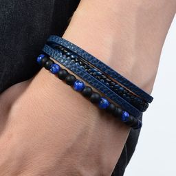 Jewels Galaxy Men Leather Silver-Plated Bracelet-image-46
