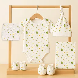 Moms Home Infants Pack Of 6 Printed Organic Cotton Baby Shower Gift Hamper-image-74