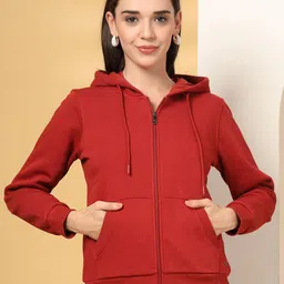 Thirty Threads Women Solid Hooded Sweatshirt-picture-34