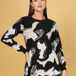 Thirty Threads Women Printed Woollen Longline Pullover-image-43