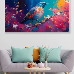 DEKORSTATION Multicoloured Birds and Animals Canvas Painting-image-41