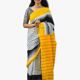 clothonus Checked Ikat Pure Cotton Saree-picture-46