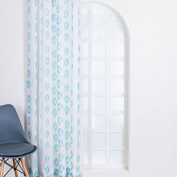 Parda Online Turquoise Blue Geometric Printed Linen Long Door Curtain-picture-8