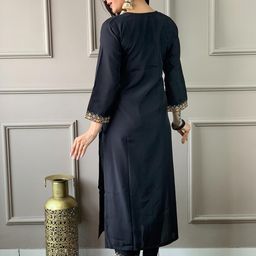all about you Women Embroidered Regular Thread Work Kurta with Trousers & With Dupatta image 2