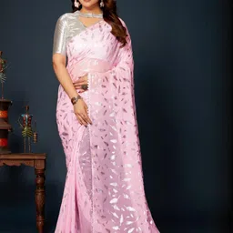 REDFISH Self Design Daily Wear Lycra Blend Saree-picture-6